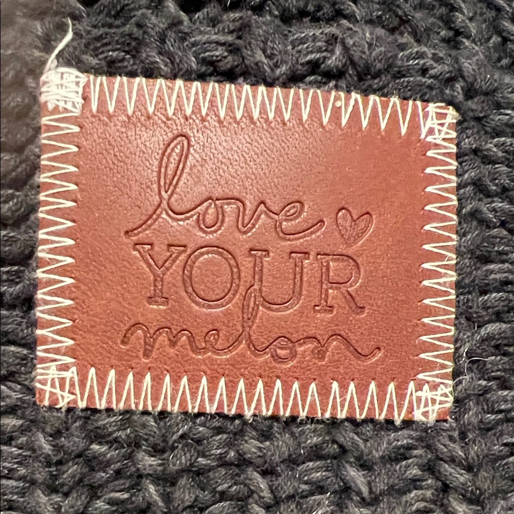 Love Your Melon Black Knit Beanie with detachable black Pom Pom - Picture 2 of 4